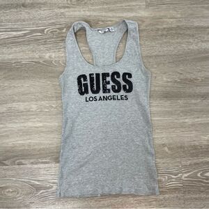 GUESS Gray Tank Top Sequences embroidery Cami Tshirt Slim Fit M
